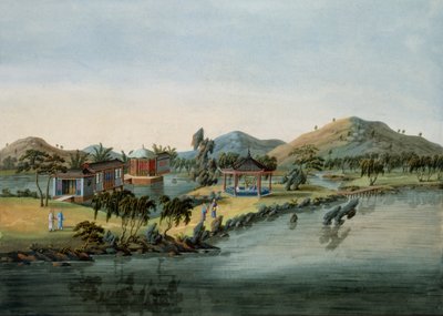 Havescene, ca. 1820-40 (wc på papir) af Chinese School
