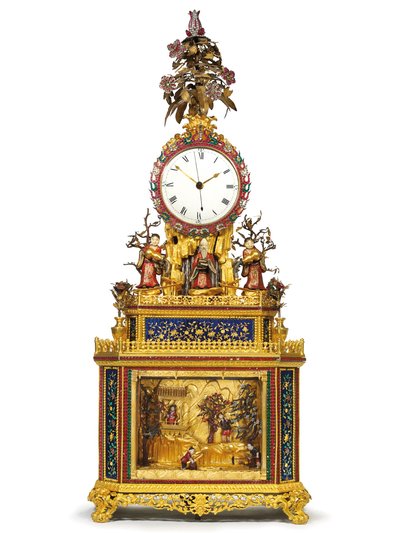 Imperialistisk slående, musikalsk og automatiseret "Daoist Immortal"-ur, Guangzhou-værksteder, Qianlong-periode, 1736-95 af Chinese School