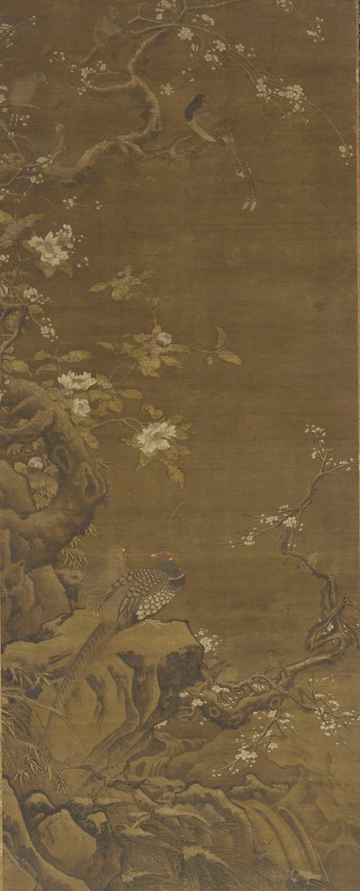 Fasaner og snedækkede blommeblomster, Ming- eller Qing-dynastiet, 15.-18. århundrede af Chinese School