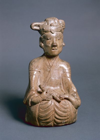 Siddende figur, Western Jin, 265-316 (grøntøj) af Chinese School