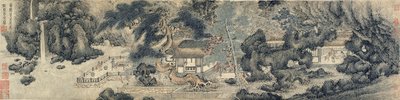 Hall of Parents Ease, Ming eller Qing-dynastiet, muligvis 1600-tallet (blæk og farve på papir) af Chinese School