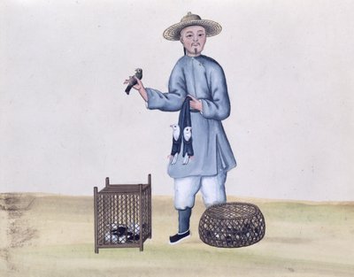 Duesælgeren, fra en bog om Pekings gader, ca. 1785 (wc og gouache på papir) af Chinese School