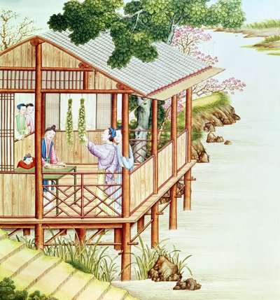 Kvinder, der laver husligt arbejde af Chinese School
