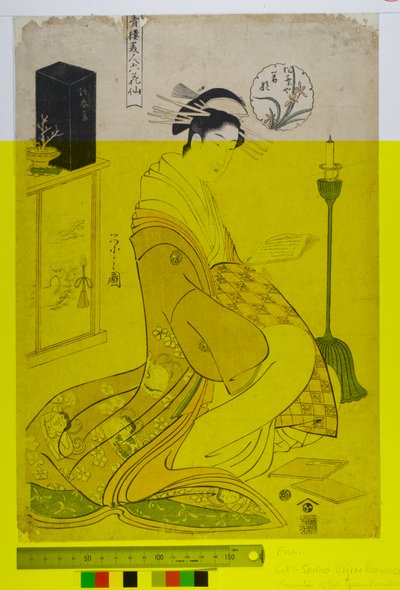 De grønne huses skønheder som de seks digtere (Seiro bijin rokkasen). ca. 1794-1795 (træbloktryk på papir) af Chobunsai Eishi