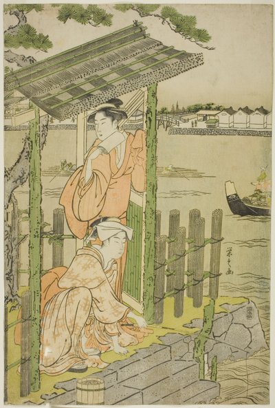 Samling ved et tehus på bredden af Sumida-floden af Chobunsai Eishi