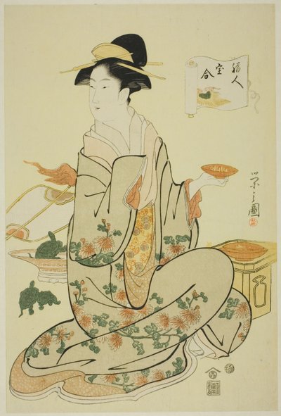 Jurojin, fra serien "A Comparison of the Treasures of the Gods of Fortune (Fukujin takara awase)" af Chobunsai Eishi
