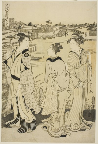 Ono no Komachi at Seki Temple, from the series The Fashionable Seven Komachi (Furyu nana Komachi), c.1788 (colour woodblock print; oban) af Chobunsai Eishi