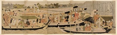 Lystbåde på Sumida-floden af Chobunsai Eishi
