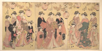 Yoshiwara-paraden om efteråret af Chobunsai Eishi