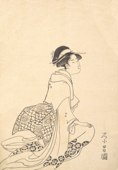 En kvinde, der knæler. af Chokosai Eisho