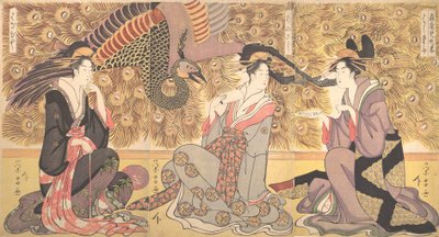 Interiør af huset kaldet Ogiya, ca. 1800. af Chokosai Eisho