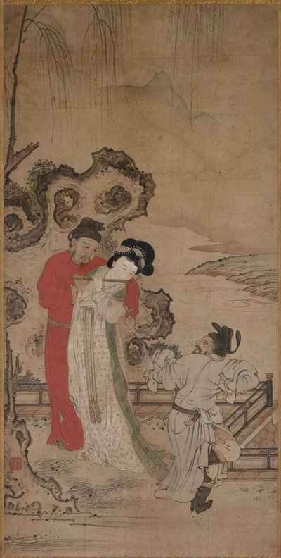 Kejser Minghuang lærer Yang Gueifei at spille fløjte, slutningen af 1400-tallet-begyndelsen af 1500-tallet. af Choryusai