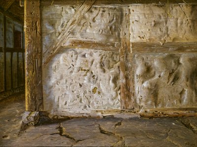 Kalkhvid og bindingsværksvæg af Christen Dalsgaard