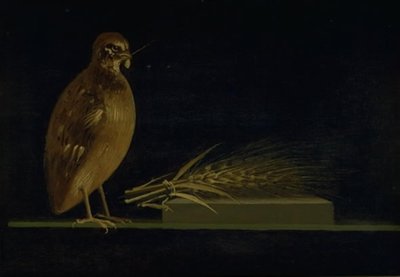 En vagtel spiser et korn af Christen Købke