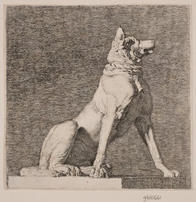 En siddende hund efter en antik på Charlottenborg af Christen Købke