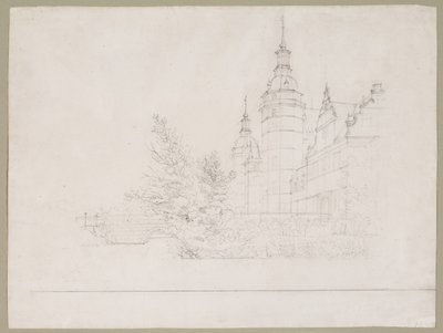 Frederiksborg Slot. Parti ved Møntbroen af Christen Købke