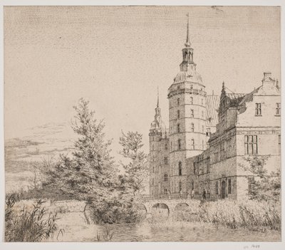 Frederiksborg Slot. Parti ved Møntbroen af Christen Købke