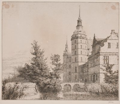 Frederiksborg Slot. Parti ved Møntbroen af Christen Købke