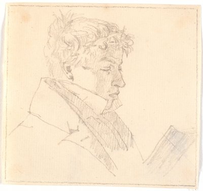 Læsende ung mand, kunstnerens ældste broder, pastor Carl Adolf Købke (1804-1840) ? af Christen Købke