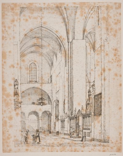 Prospekt af det indre af den nordlige korsarm af Århus domkirke af Christen Købke