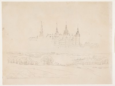 Studie til Glyptotekets "Efterårslandskab. Frederiksborg Slot i mellemgrunden" af Christen Købke