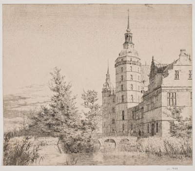 Frederiksborg Slot. Parti ved Møntbroen af Christen Købke
