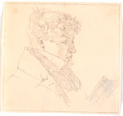 Læsende ung mand, kunstnerens ældste broder, pastor Carl Adolf Købke (1804-1840) ? af Christen Købke