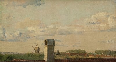 Udsigt fra et vindue på Toldbodvej på Københavns Slot. Omkring 1833 af Christen Schjellerup Købke