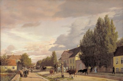 Udsigt over en Gade på Østerbro uden for København. Morgenlys, 1836 af Christen Schjellerup Købke
