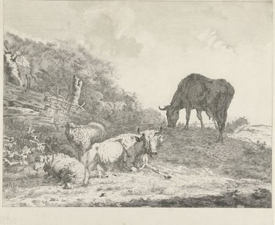Landskab med kvæg af Christiaan Godfried Schutze van Houten