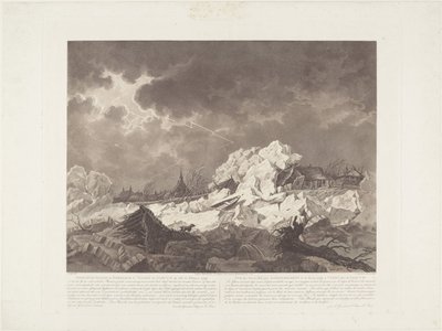 Udsigt over Ysgang og Dykbreak ved Vuuren ved Gorcum den 22. februar 1799 / Vue des Glaces qui S