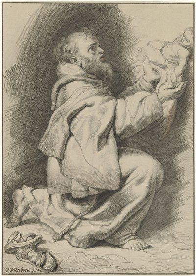 Sankt Frans af Assisi modtager Kristusbarnet fra Maria af Christiaan Josi