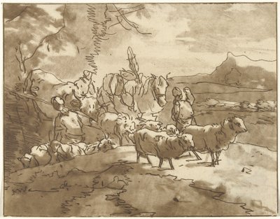 Landskab med hyrder og kvæg af Christiaan Josi