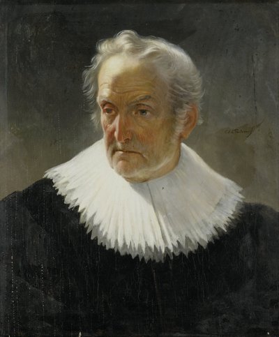 En gammel mand i kjole fra det 17. århundrede af Christiaan Julius Lodewijk Portman