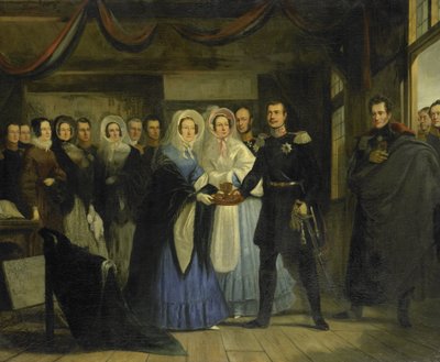 Prinsessen af Orange modtager Alexander II (1818-1881), storhertug og arving til Ruslands trone, i zar Peters hus i Zaandam, 17. april 1839 af Christiaan Julius Lodewijk Portman