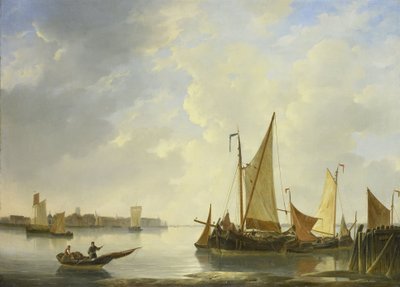 Udsigt over Dordrecht set fra Papendrecht af Christiaan Lodewijk Willem Dreibholtz