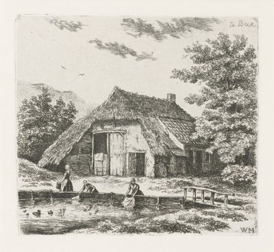 Tre kvinder vasker i Beek af Christiaan Wilhelmus Moorrees