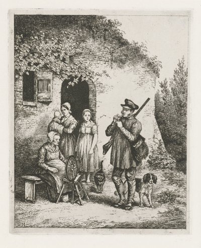 Selskab foran et hus af Christiaan Wilhelmus Moorrees