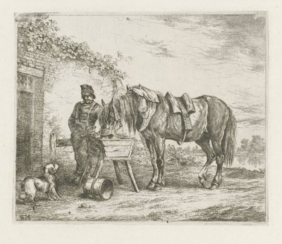 Hest ved en foderautomat af Christiaan Wilhelmus Moorrees