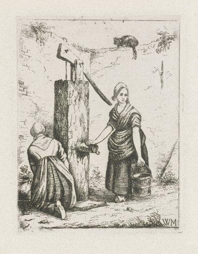 To kvinder ved en vandpumpe af Christiaan Wilhelmus Moorrees