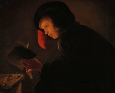 Ung mand ved levende lys af Christiaen Jansz. Dusart