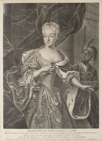 Portræt af prinsesse Charlotte af Brunswick-Wolfenbüttel 1694-1715, kone til zarevich Alexei Petro af Christian Albrecht Wortmann