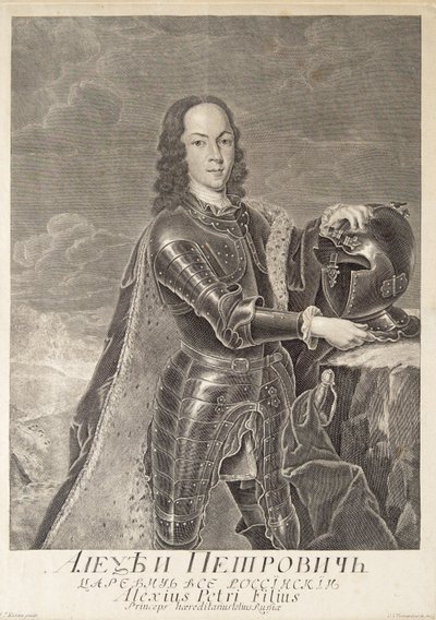Portræt af Tsarevich Alexei Petrovich af Rusland 1690-1718, ca. 1740 af Christian Albrecht Wortmann