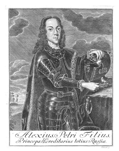 Portræt af Tsarevich Alexei Petrovich af Rusland 1690-1718, ca 1730 af Christian Albrecht Wortmann