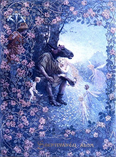 Illustration fra "En midsommernatsdrøm" af William Shakespeare (1565-1616) ca.1900 (litografi) af Christian August Printz