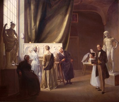 Bertel Thorvaldsens atelier (1770-1844) 1899 (olie på lærred) af Christian Bang