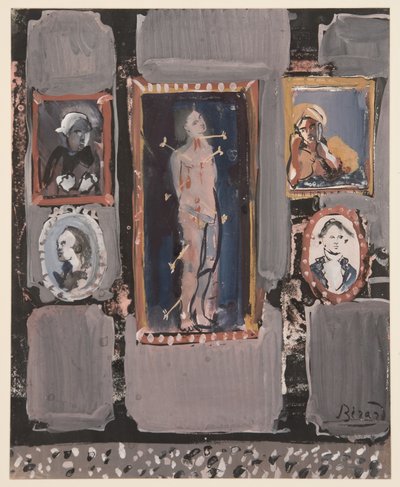 Sankt Sebastian på en grå baggrund, ca. 1935-1945 (gouache på papir) af Christian Bérard