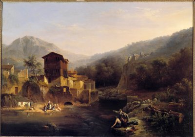 Landskab af bjerge Maleri af Christian Brune (1793-1849) 1834 Orleans, Museum of Fine Arts af Christian Brune