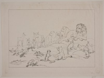 Dyrenes forsamling. Illustration til "Reinike Fuchs" af Christian David Gebauer