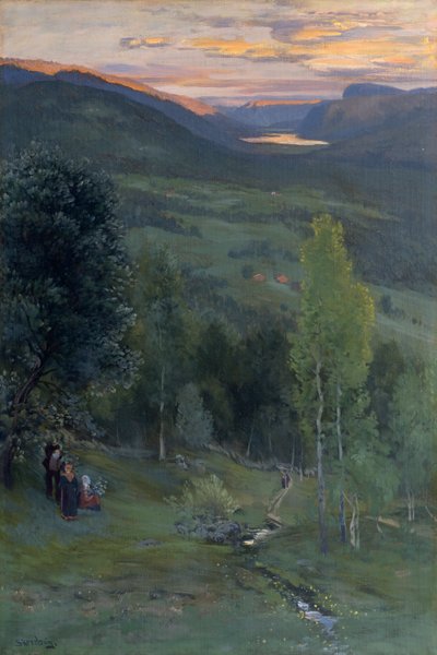 Midsommer, Eggedal (olie på lærred) af Christian Eriksen Skredsvig